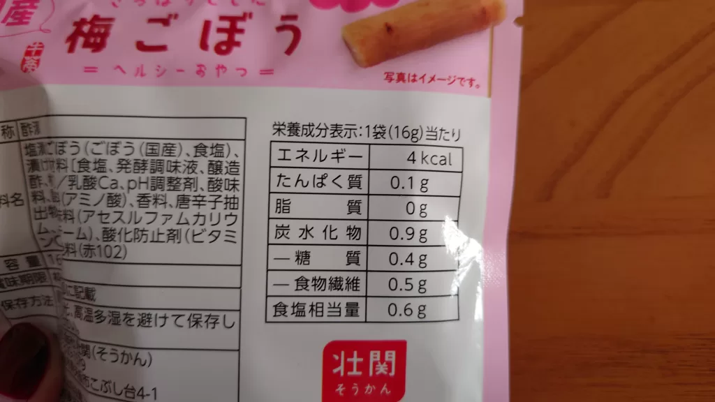 梅ごぼう　カロリー