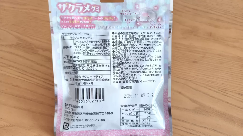 ザクラメグミ裏パッケージ